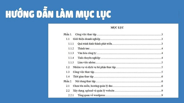 Hướng dẫn cách làm mục lục trong word đơn giản hiệu quả