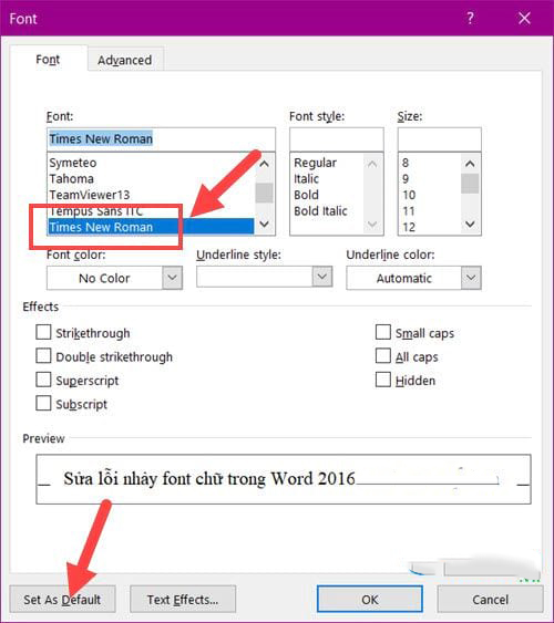 Hướng dẫn sửa lỗi nhảy font chữ trong Word 2016