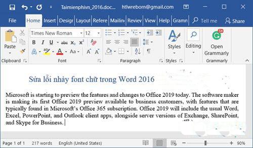 Hướng dẫn sửa lỗi nhảy font chữ trong Word 2016