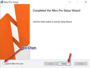 Tích vào ô Launch Nitro Pro Now sau đó nhấn Finish